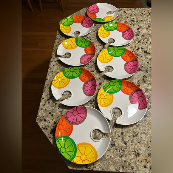 Other - Colorful Citrus Palette Melamine 8”Plates